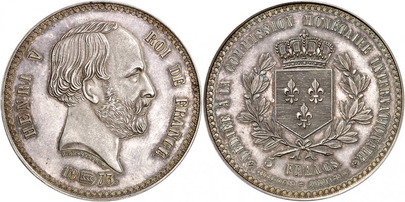 Epoque contemporaine
Henri V, prétendant, 1820-1883. 
5 Francs 1873. ESSAI en ...
