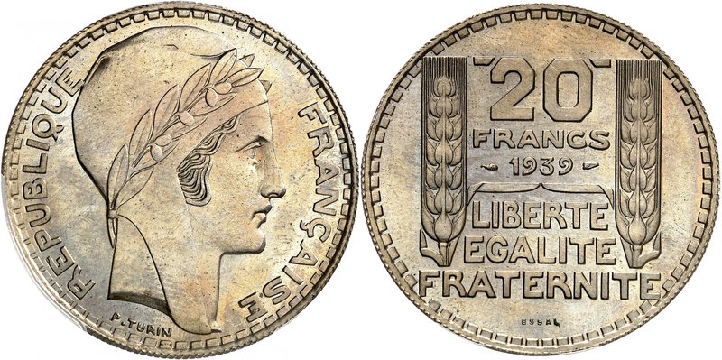 Epoque contemporaine
Troisième République, 1871-1940. 
20 Francs 1939. ESSAI e...