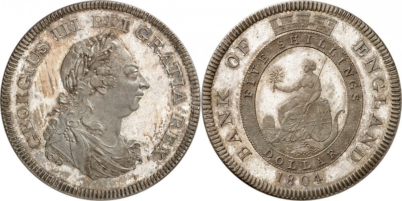 Georges III, 1760-1820. 
Dollar de 5 Shillings 1804, Londres. FRAPPE sur FLAN B...