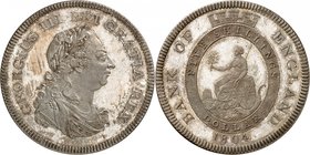 Georges III, 1760-1820. 
Dollar de 5 Shillings 1804, Londres. FRAPPE sur FLAN BRUNI. Buste lauré et drapé à droite / Britannia assise à gauche. Autou...