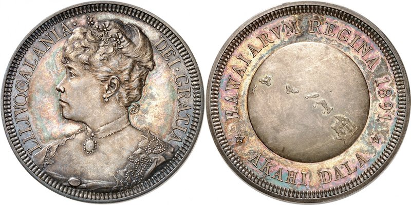 Liliuokalani, 1891-1893. 
Dollar 1891 (1893), Londres. FRAPPE sur FLAN BRUNI. B...