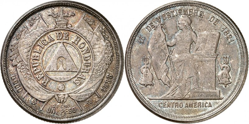 République, 1839-. 
Peso 1888. Personnage féminin debout à gauche, tenant un dr...