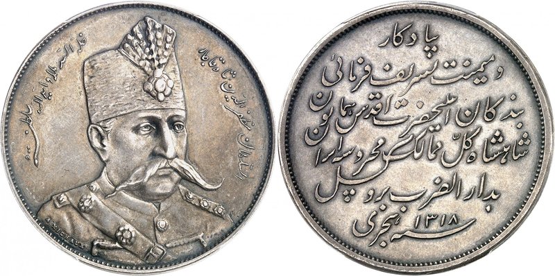 Muzaffar al-Din Shah, 1896-1907. 
5 Krans AH 1318 (1900), Bruxelles. ESSAI en A...