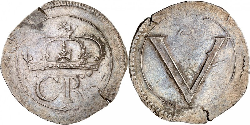 Charles I, 1625-1649. 
Crown (5 Shillings) non daté (1643-44), Dublin. Lettres ...