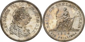 Georges III, 1760-1820. 
Dollar de 6 Shillings 1804, Birmingham. FRAPPE sur FLAN BRUNI. Buste lauré et drapé à droite / Britannia assise à gauche. Da...