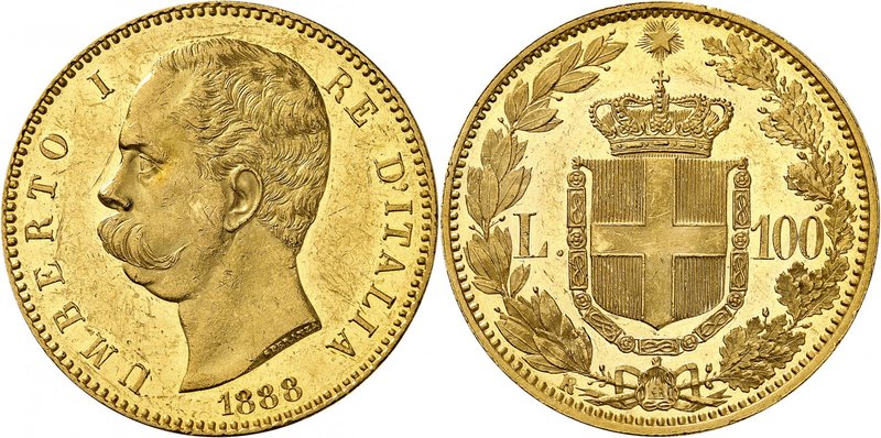 Royaume d'Italie 
Umberto I, 1878-1900.
100 Lire 1888 R,Rome. Buste à gauche. ...