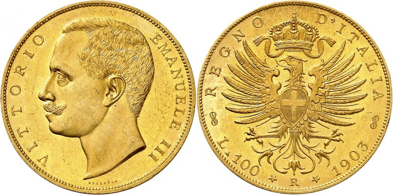 Royaume d'Italie 
Victor-Emmanuel III, 1900-1946. 
100 lire 1903 R,Rome. Tête ...