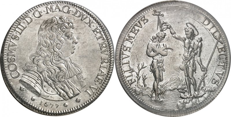 Florence
Cosme III de Médicis, 1670-1723. 
Piastre 1677, Florence. Buste cuira...