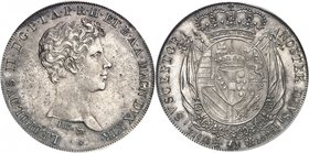 Florence
Léopold II, 1824-1859.
Francescone 1826,Pise/Florence. Tête nue à droite / Ecu ovale couronné, entouré du collier de l'ordre de la Toison d...