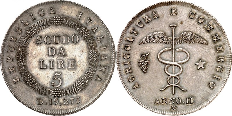 Lombardie 
République italienne, 1802-1805. 
5 Lire An II (1803) M, Milan. ESS...