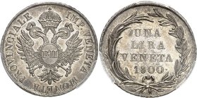 Lombardo-Vénétie 
François II, 1798-1805. 
Lire 1800, Venise. FRAPPE en ARGENT. Aigle bicéphale couronnée portant le chiffre de l'empereur sur le po...