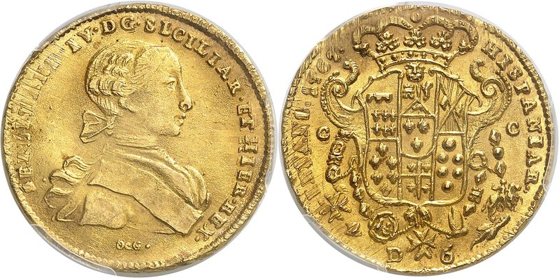 Naples - Royaume
Ferdinand IV, 1759-1825. 
6 Ducats 1767, Naples. Buste drapé ...
