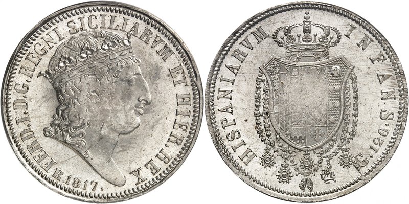 Naples - Royaume
Ferdinand I, 1816-1825.
Piastre (120 Grana) 1817,Naples. Bust...