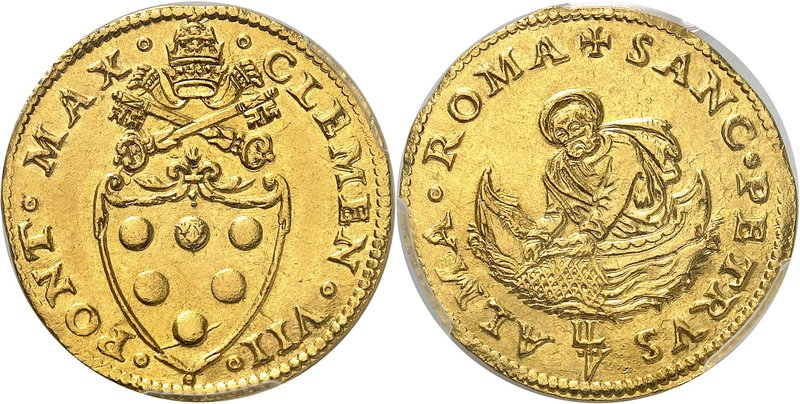 Rome et Etats pontificaux
Giulio de Medici, Clément VII, 1523-1534. 
Double Fl...