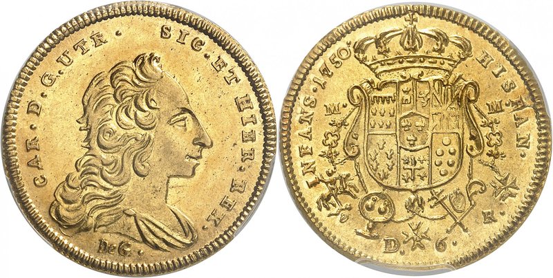 Sicile - Royaume des deux Siciles
Charles de Bourbon, 1734-1759.
6 Ducats 1750...
