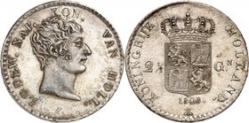 Royaume de Hollande
Louis-Napoléon, 1806-1810. 
2,5 Gulden 1808, Utrecht. Tête nue à droite / Armoiries couronnées. Valeur de part et d'autre. Date ...