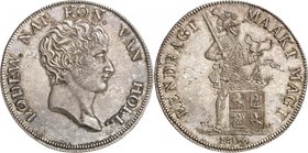 Royaume de Hollande
Louis-Napoléon, 1806-1810. 
Rijksdaalder 1809, Utrecht. Tête nue à droite / Guerrier cuirassé debout à droite, tenant un écu cou...