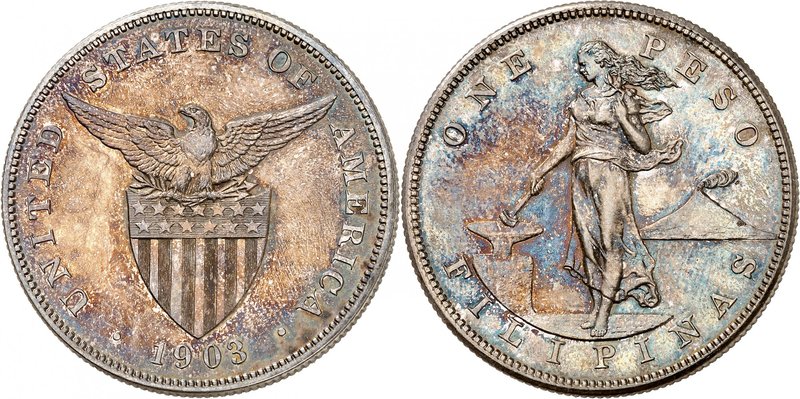 Administration américaine, 1898-1946.
Peso 1903,Philadelphie.FRAPPE sur FLAN BR...