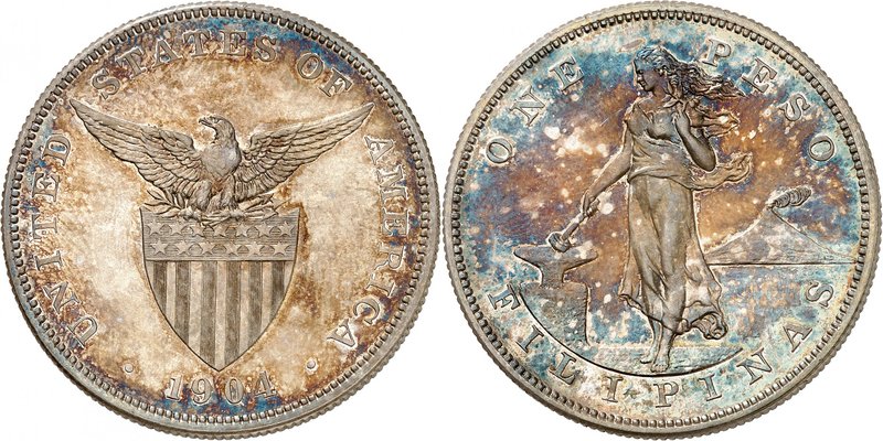 Administration américaine, 1898-1946.
Peso 1904,Philadelphie.FRAPPE sur FLAN BR...
