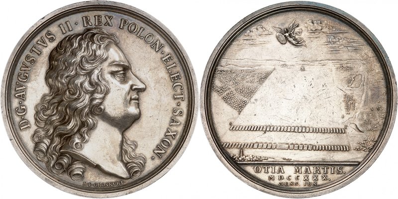 Auguste II, 1694-1733. 
Médaille en argent commémorant le camp de Mühlberg en 1...