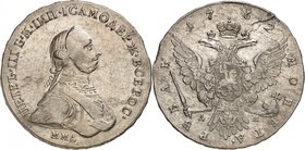 Pierre III, 25 décembre 1761 - 28 juin 1762.
Rouble 1762, Moscou.Buste cuirassé à droite / Aigle impériale ceinte de l'ordre de Saint-André, l'écusso...