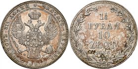 Russie - Pologne
Nicolas I, 1825-1855. 
1,5 Roubles 10 Zloty 1836, Varsovie. Aigle impériale couronnée, portant l'écusson de Moscou et le collier de...