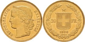 Confédération
20 francs 1888 B, Berne. Un deuxième exemplaire. Fr. 497; HMZ 2-1194. 
Superbe.