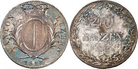 Lucerne
40 Batzen 1817, Lucerne. Ecu ovale couronné entre deux palmes. Date à l'exergue / Valeur dans une couronne de laurier et de chêne. 29,40g. Da...