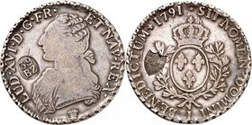 Vaud
Ecu 1791 I, avec contremarque vaudoise de 39 Batz (1830-1834). Ecu de France ovale dans une couronne d'olivier. Ecusson vaudois en contremarque ...