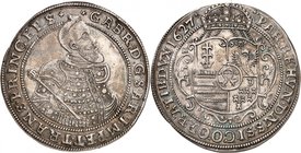 Gabriel Bethlen, 1613-1629. 
Thaler 1627 MC, Kassa. Buste cuirassé de Gabriel Bethlen à droite, la main droite tenant un sceptre / Armoiries couronné...