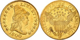 10 Dollars "Liberty Cap" 1800. Buste de la Liberté à droite, coiffée d'un bonnet. A droite cinq étoiles, à gauche huit étoiles. Au-dessous la date / E...