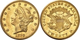 20 Dollars "Coronet Head" 1853 O, New Orleans. Comme précédemment. 33,40g. Fr. 171.
Très beau.