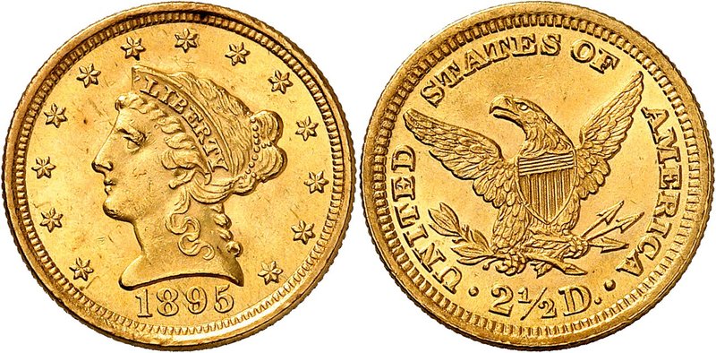 2,5 Dollars "Coronet Head" 1874. Tête de la Liberté à gauche, entourée de treize...