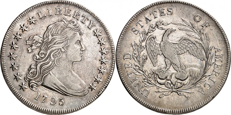 1 Dollar "Draped Bust" 1795.Buste drapé à droite, les cheveux flottants. A gauch...