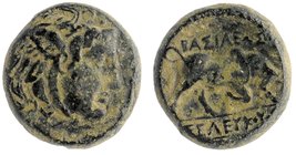 Seleukid Kings. Seleukos I Nikator (312-281 BC). Ae. Sardes.
Winged head of Medusa right/ Bull butting right
SC 6.2.
7,20 gr. 18 mm