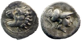 PAMPHYLIA, Side. 2nd-1st century BC. AR Obol 
Lion’s head left / Helmeted head of Athena right. 
SNG France 739; SNG von Aulock 4775.
0,69 gr. 12 m...