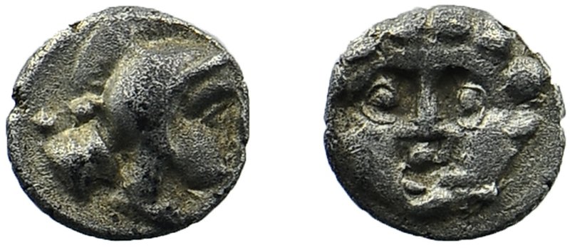 Selge , Pisidia. AR Obol. 3rd Century BC.
Facing head of Gorgoneion.
Helmeted ...