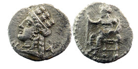 CILICIA. Nagidos. Obol (Circa 400-380 BC). AR
Baal seated left on throne, holding lotus-tipped sceptre.
N - A./Turreted head of Tyche left.
Göktürk...