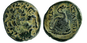Mysia, Pergamon. Ca. 133-27 B.C. AE 
Laureate head of Asklepios right, 
serpent coiled around omphalos. 
SNG France 1815. aVF,
6,88 gr. 22 mm