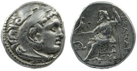 KINGS of MACEDON. Alexander III 'the Great'. 336-323 BC. AR Drachm
Head of Herakles right, wearing lion's skin / seated left;
4,19 gr. 17 mm