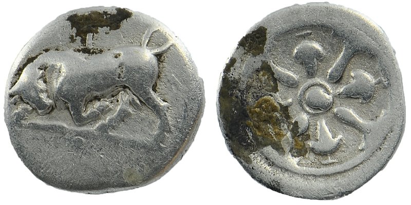 PHLIASIA, Phlious. Circa 400-350 BC. AR Trihemiobol 
Bull butting left; I above...