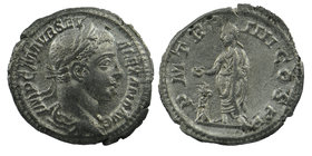 Severus Alexander (222-235 AD). AR Denarius 
 laureate bust right, slight drapery on far shoulder.
 Providentia standing left, holding grain ears ov...
