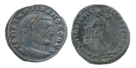 Constantius I, as Caesar, 293-305. Follis 
Ticinum (Pavia),
Laureate, draped and cuirassed bust of Constantius I to right.
Moneta standing front, h...