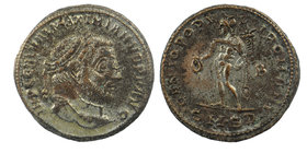 Maximianus. First reign, AD 286-305. AE Follis 
Serdica mint, 2nd officina. Struck circa AD 305-306. Laureate head right 
Genius standing left, hold...