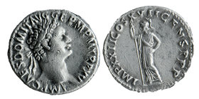 Domitian AD 81-96. Rome Denarius AR. 
IMP CAES DOMIT AVG GERM P M TR P XV, laureate head of Domitian right 
IMP XXII COS XVII CENS P P P, Minerva st...