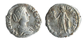 LUCILLA (Augusta, 164-182). Denarius. Rome.
LVCILLA AVGVSTA.
Draped bust right.
Rev: VENVS VICTRIX.
Venus standing left, holding victory and shiel...