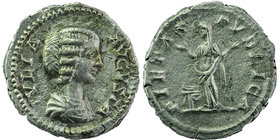 Julia Domna. Augusta, A.D. 193-217. AR denarius. 
draped bust right; 
Pietas standing left, raising hands, altar to left; 
RIC IV.1 574
3,43 gr.
