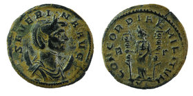 Severina Antoninianus, Concordia reverse
Aurelianus (270-275 AD) for Severina. AE Antoninianus
Diademed and draped bust right, on crescent.
Concord...