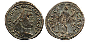 Maximinus II Daza. A.D. 309-313. AE Silvered Follis Alexandria
GAL VAL MAXIMINVS NOB CAES, laureate head of Maximinus II right 
Rev: GENIO CAESARIS ...