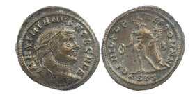 Maximianus. First reign, A.D. 286-305. AE Silvered follis Siscia, A.D. 295. 
MP C MAXIMIANVS P F AVG, laureate head of Maximian right 
Rev: GENIO PO...